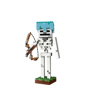 Lego Minecraft The Skeleton buildable figure, white skeleton with teal helmet holding bow and arrow, 502 pieces