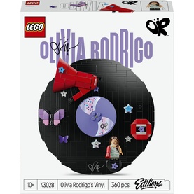 LEGO Olivia Rodrigo's Vinyl 43028 buildable black record set with megaphone, butterflies, and mini figure, 360 pieces