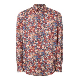 Paul Smith Single Cuff Slim shirt in red multicolour floral print, 100% cotton, long sleeves with button-down collar