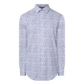 Paul Smith Single Cuff Slim formal shirt in white with navy floral print, long sleeves and button-down collar, 100% cotton