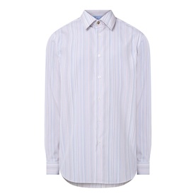 Paul Smith Multi Blue striped slim fit single cuff cotton formal shirt with spread collar, button placket front