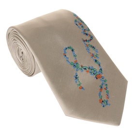 Paul Smith Access white silk tie with multicolour floral chain print in blue, green and orange tones