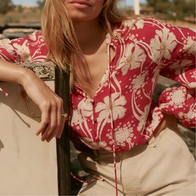 Floral Tie Detail Blouse