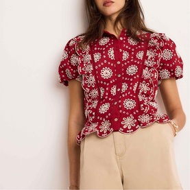 Broderie Scallop Trim Shirt
