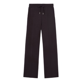 Reiss grape burgundy wide-leg trousers with elasticated drawstring waistband and straight-cut leg