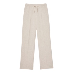 Reiss neutral marl wide-leg trousers with elasticated drawstring waist and straight-cut silhouette