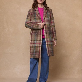 Amanda Neon Plaid Peacoat