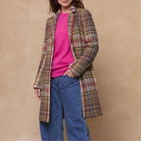 Amanda Neon Plaid Peacoat