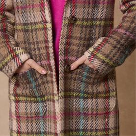 Amanda Neon Plaid Peacoat