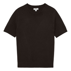 Reiss grape burgundy short-sleeve knit T-shirt, relaxed fit with crew neck, in lightweight fine-knit fabric