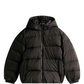 Essential Flag Logo Hooded Down Jacket