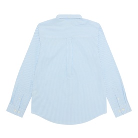 Gant sky blue striped cotton shirt, back view showing yoke detail and long sleeves
