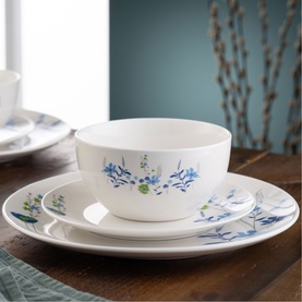 Indigo Bloom 12-Piece Dinnerware Set