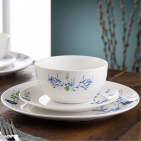 Indigo Bloom 12-Piece Dinnerware Set