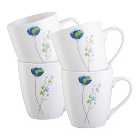 Indigo Bloom Mug 350ml, Set of Four