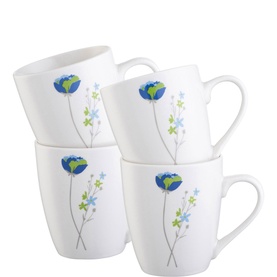 Indigo Bloom Mug 350ml, Set of Four