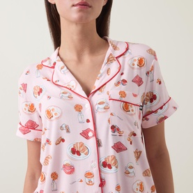 Breakfast Print Shorts Pyjama Set
