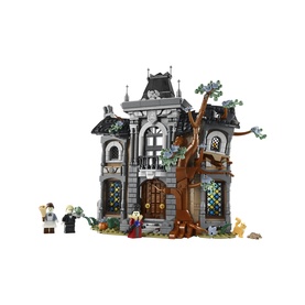 Lego Icon multi-coloured haunted mansion building set with gothic architecture, bare tree, and three minifigures, 3799 pieces