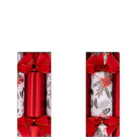 6 Pack Glitter Poinsettia Christmas Crackers
