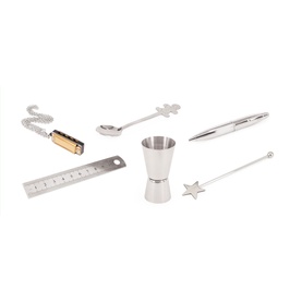 Celebration Crackers 6 Pack Verdant Spice Christmas Crackers novelty gifts including jigger, spoons, ruler, pen, and star stirrer