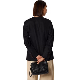Collarless Single-Breasted Linen Blazer