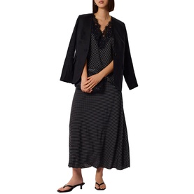 Collarless Single-Breasted Linen Blazer