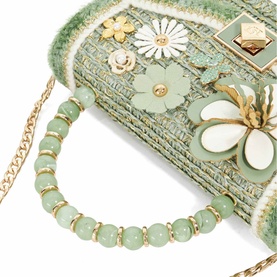 Blooms Beaded Top Handle Bag