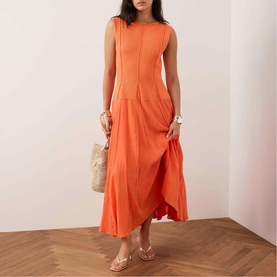 Woven Panelled Flared Dress