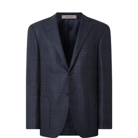 Tonal Check Single-Breasted Blazer