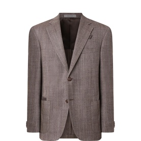 Herringbone Single-Breasted Blazer