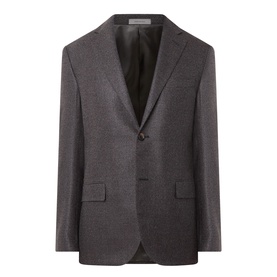 Corneliani Hopsack Single-Breasted Blazer in brown, two-button fastening, notch lapels, flap pockets, wool-silk-cashmere blend