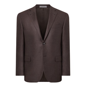Corneliani brown single-breasted blazer jacket, notch lapels, single button fastening, patch pockets, 99% virgin wool blend