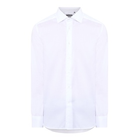 Corneliani white single cuff regular fit formal shirt in 100% cotton, long sleeves with classic collar and button placket