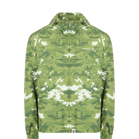 Pixelated Camo Print Logo Windbreaker