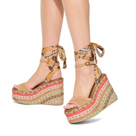 Chelsea Scarf Wedge Sandals