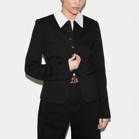 Collarless Single-Breasted Blazer
