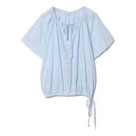 Check Drawstring Tie Front Top
