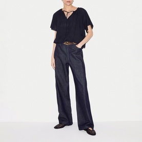 Drawstring Tie Front Top