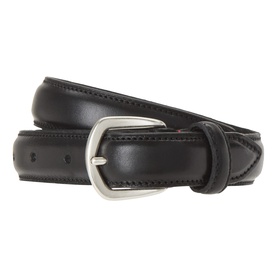 Eleventy black leather belt with silver-tone buckle and contrast stitching detail