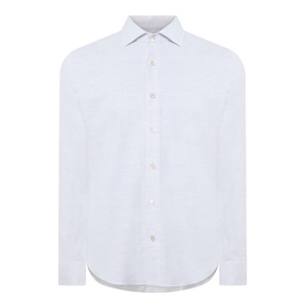Eleventy casual shirt in Grigio Chiaro Melange, 100% cotton, slim fit with spread collar and button placket