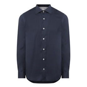 Eleventy Dandy Casual Shirt in blu, pointed collar, long sleeves, button fastenings, contrast inner collar detail