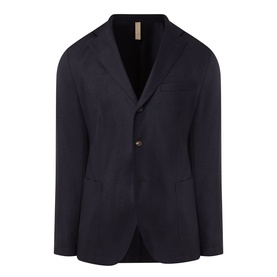 Eleventy blue single-breasted wool-blend jacket with notch lapels, two-button fastening and patch pockets