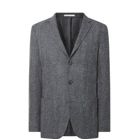 Herringbone Single-Breasted Blazer