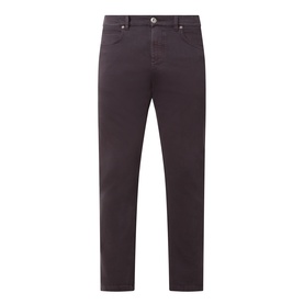 Eleventy burgundy cotton-elastane jeans with five-pocket styling and gold-tone button fastening, slim leg fit