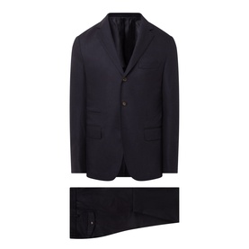 Eleventy Single-Breasted Two-Piece Suit in blue, notched lapels, button fastening, flap pockets, wool-cashmere blend