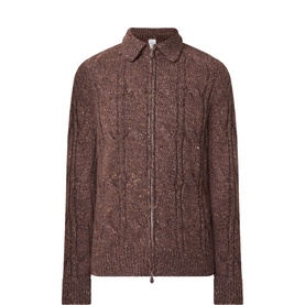 Textured-Knit Zip Sweater