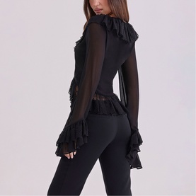 Goya Ruffle Tie Front Blouse