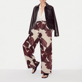 Iris Leaf Linen Wide Leg Trousers
