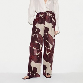 Iris Leaf Linen Wide Leg Trousers