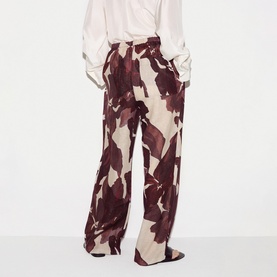 Iris Leaf Linen Wide Leg Trousers